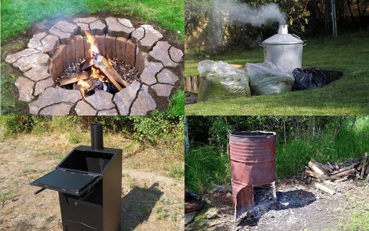 Конструкции садовых печек для сжигания отходов на даче
