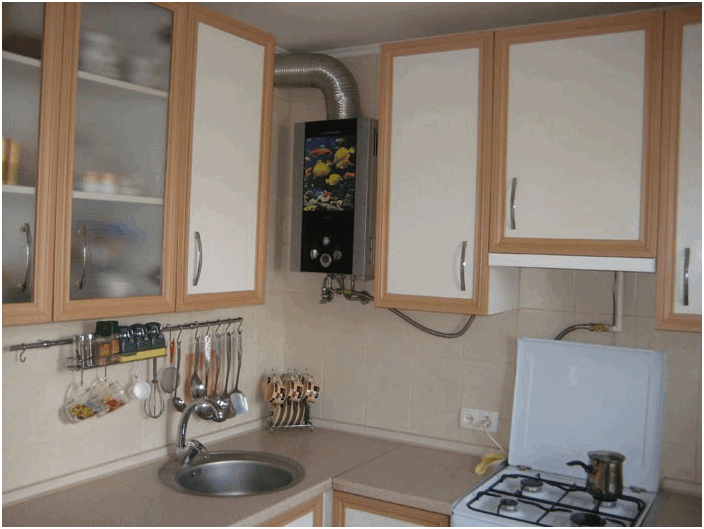 Как спрятать газовую колонку на кухне - идеи по маскировке с фото