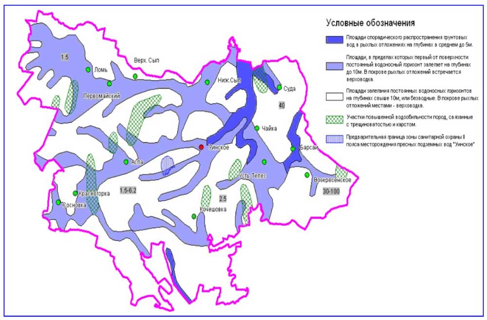 Карта залегания водоносных слоев в нижегородской области