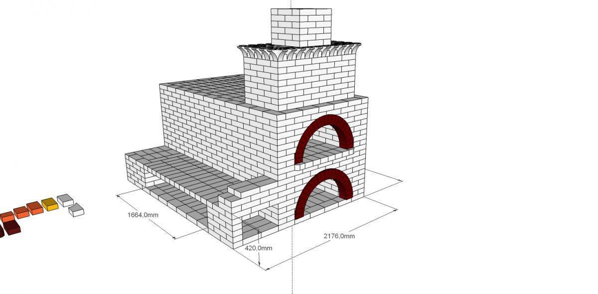 Схема русской печи из кирпича с лежанкой