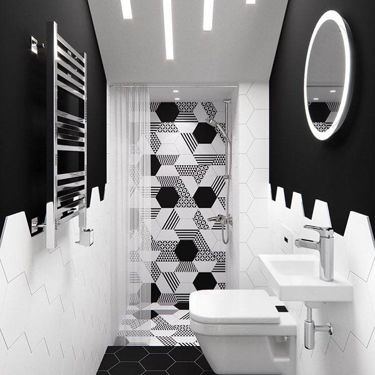 Черно белая ванная комната - 80 фото идей идеального сочетания в интерьере