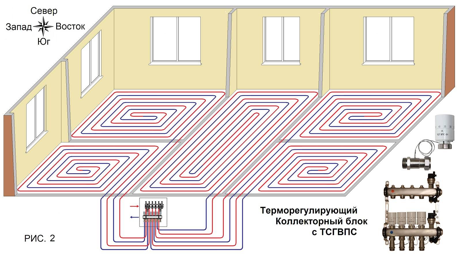 Схема теплого водяного пола 1 2 этаж