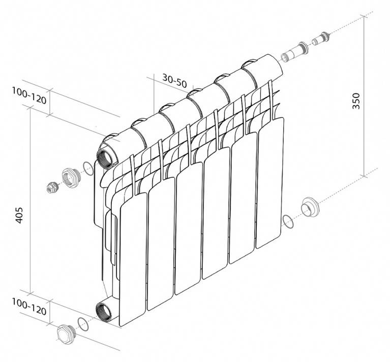 Размеры радиаторов отопления: стандартные, высокие, низкие, их межосевое расстояние