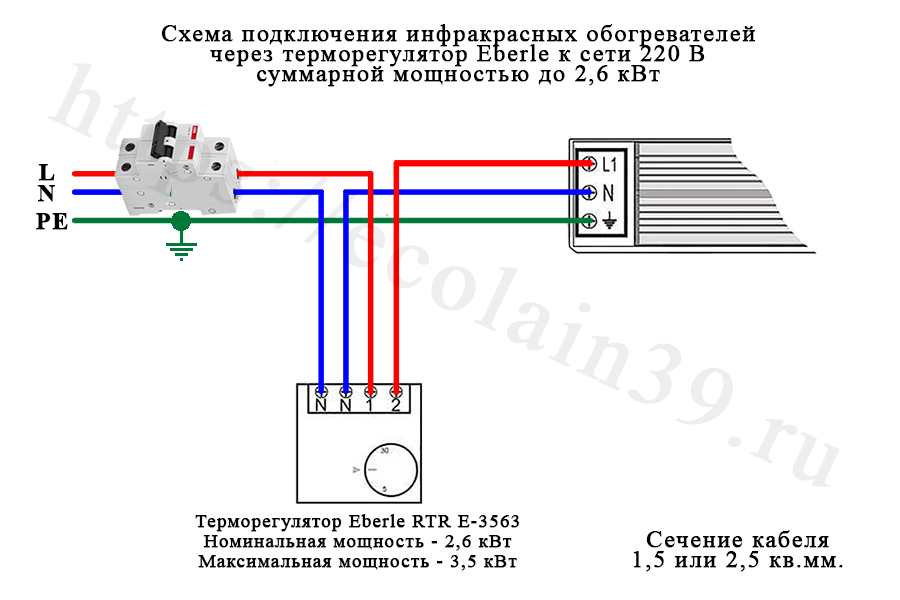 Схема подключения инфракрасного обогревателя ballu. особенности подключения терморегулятора к инфракрасному обогревателю