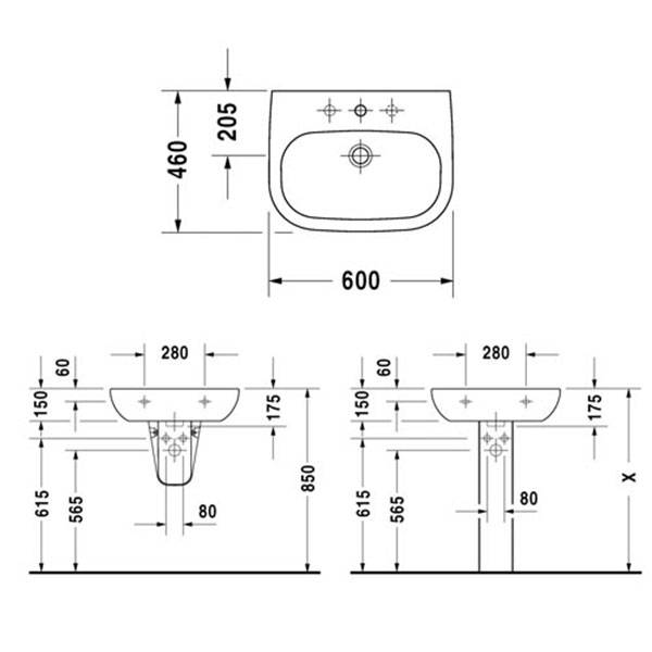 Высота установки раковины в ванной: стандарты и схемы - точка j