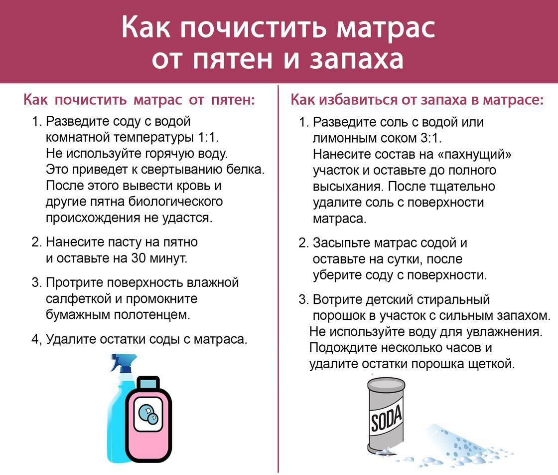 7 советов - как очистить матрас от пятен в домашних условиях -